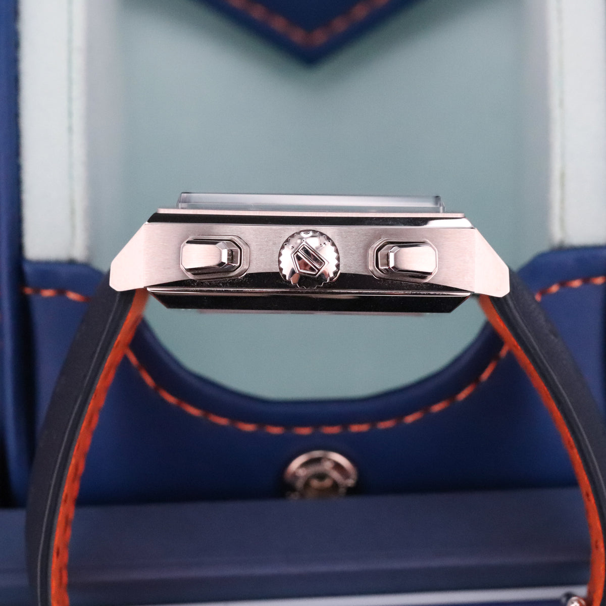 Tag Heuer Monaco Gulf 2025 Complete 39mm Steel Case Blue Sunray Dial Steel Bezel Blue Leather Strap CBL2115.FC6494