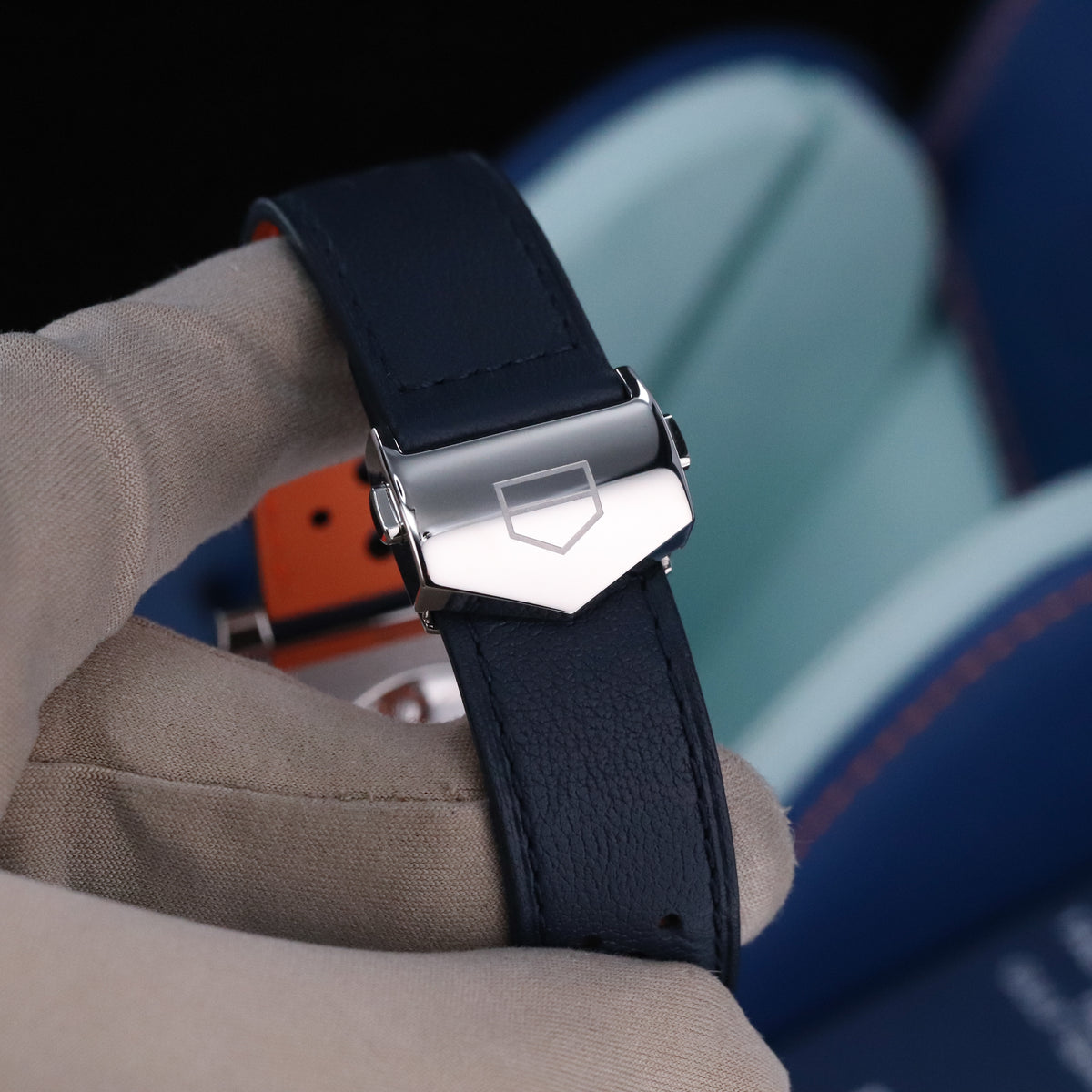 Tag Heuer Monaco Gulf 2025 Complete 39mm Steel Case Blue Sunray Dial Steel Bezel Blue Leather Strap CBL2115.FC6494