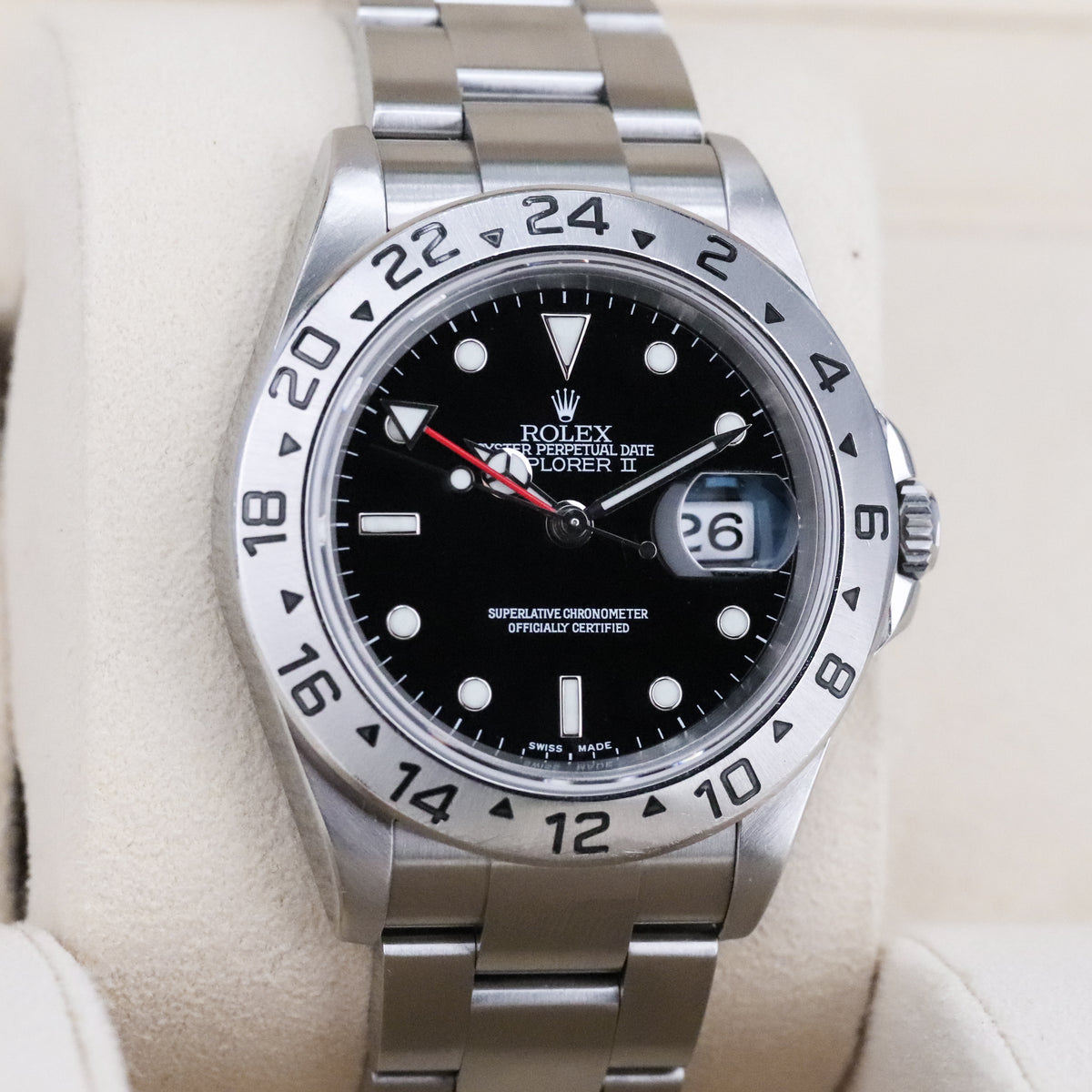 Rolex Explorer II Complete RSC Card 40mm Steel Case Black Dial Silver Bezel Oyster Bracelet 16570