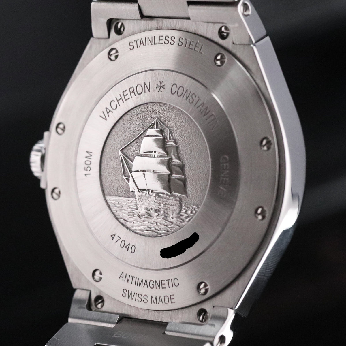 Vacheron Constantin Overseas Complete 42mm Steel Case Guilloché Black Dial Silver Bezel Stainless Steel Bracelet 47040/B01A-9094