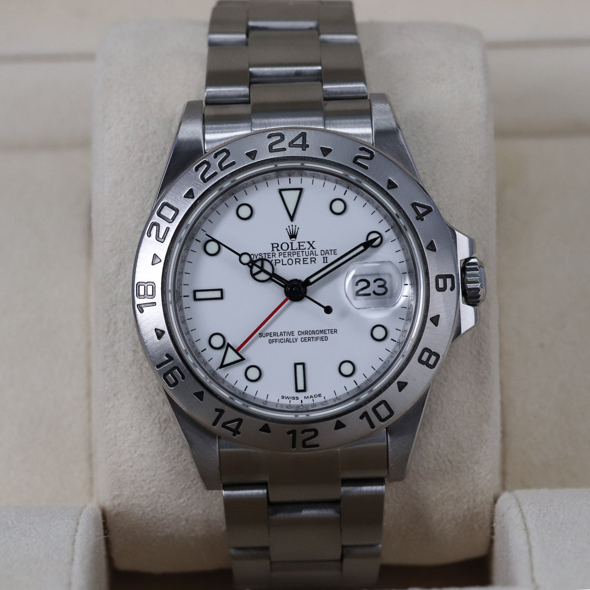 Rolex Explorer II Complete 40mm Steel Case White Dial Steel Silver Bezel Oyster Bracelet 16570
