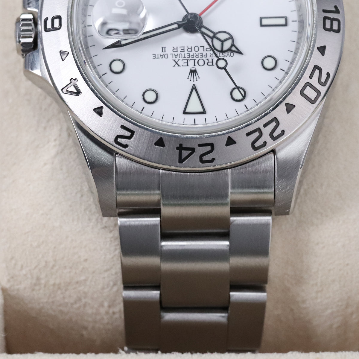 Rolex Explorer II Complete 40mm Steel Case White Dial Steel Silver Bezel Oyster Bracelet 16570