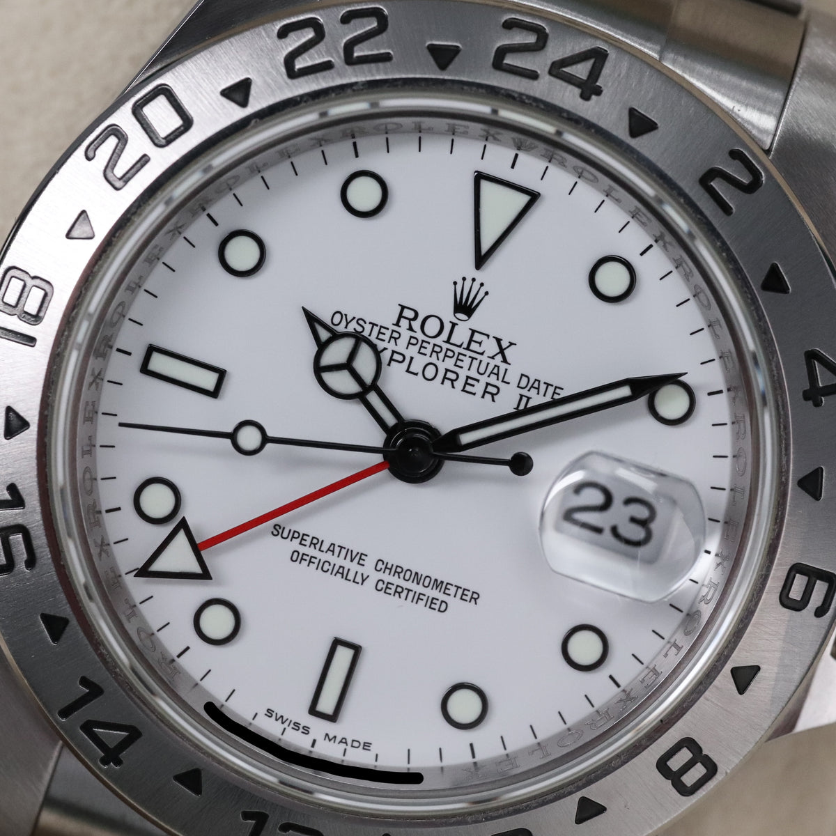 Rolex Explorer II Complete 40mm Steel Case White Dial Steel Silver Bezel Oyster Bracelet 16570