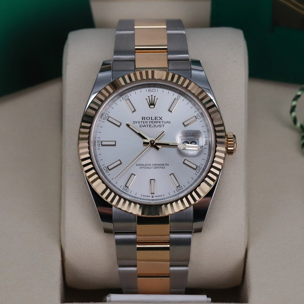 Rolex Datejust 41 2025 Complete 41mm Two Tone Steel Yellow Gold Silver Dial Yellow Gold Fluted Bezel Two Tone Bracelet 126333