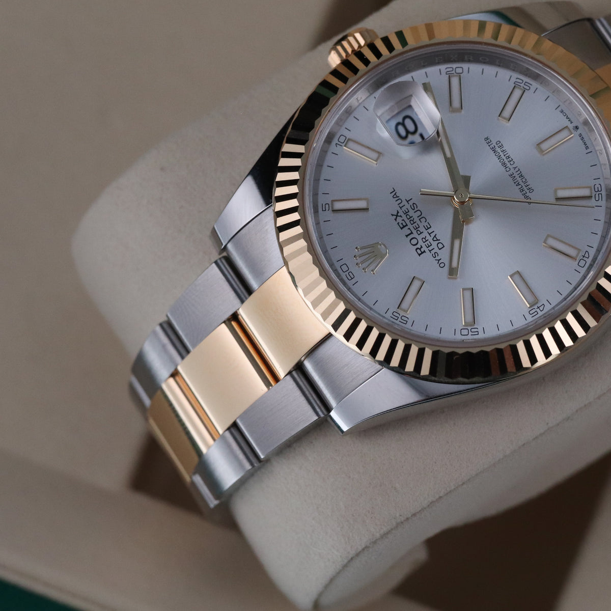 Rolex Datejust 41 2025 Complete 41mm Two Tone Steel Yellow Gold Silver Dial Yellow Gold Fluted Bezel Two Tone Bracelet 126333