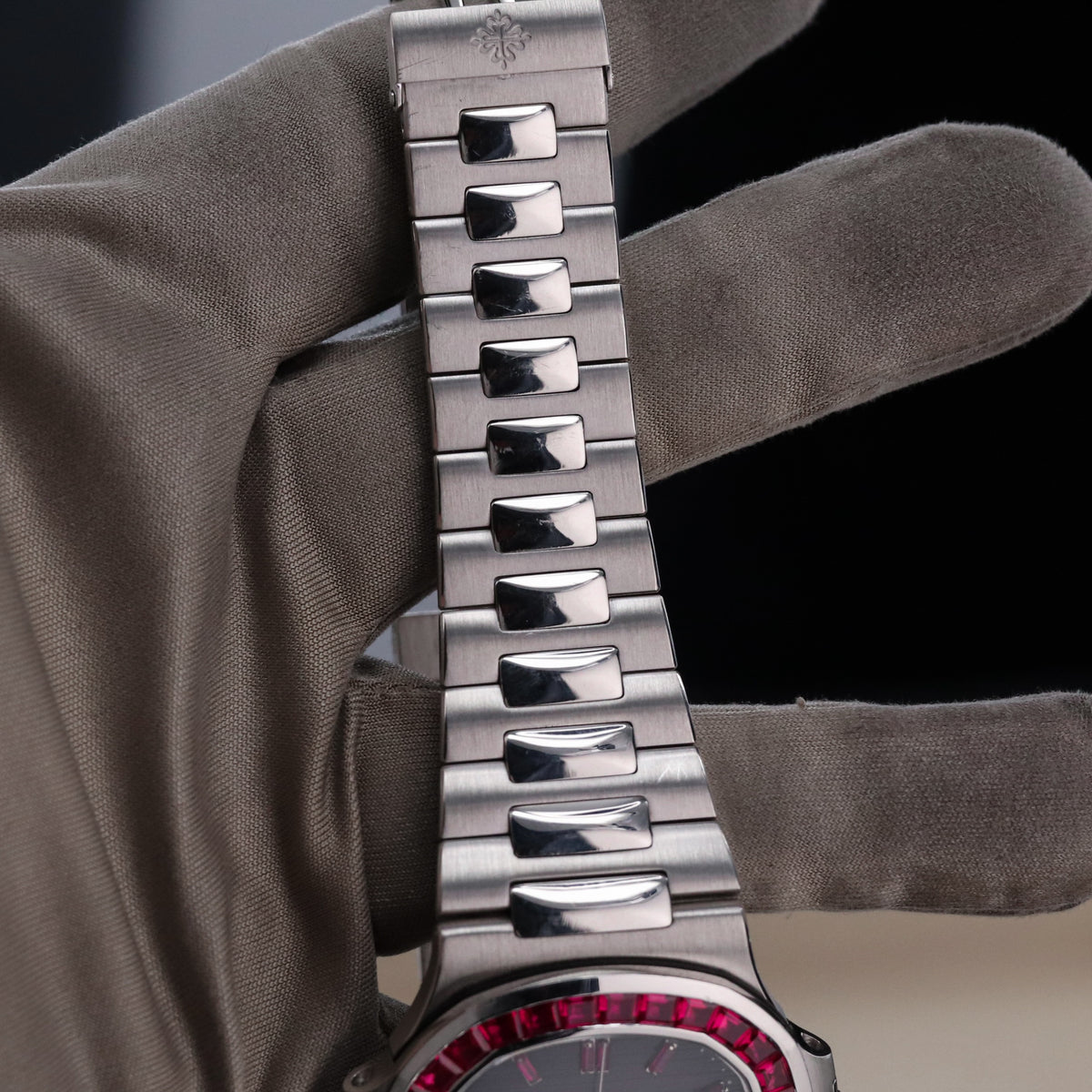 Patek Philippe Nautilus 5711 Ruby Bezel Platinum Grey Dial OEM Movement, Rest of Watch is CUSTOM