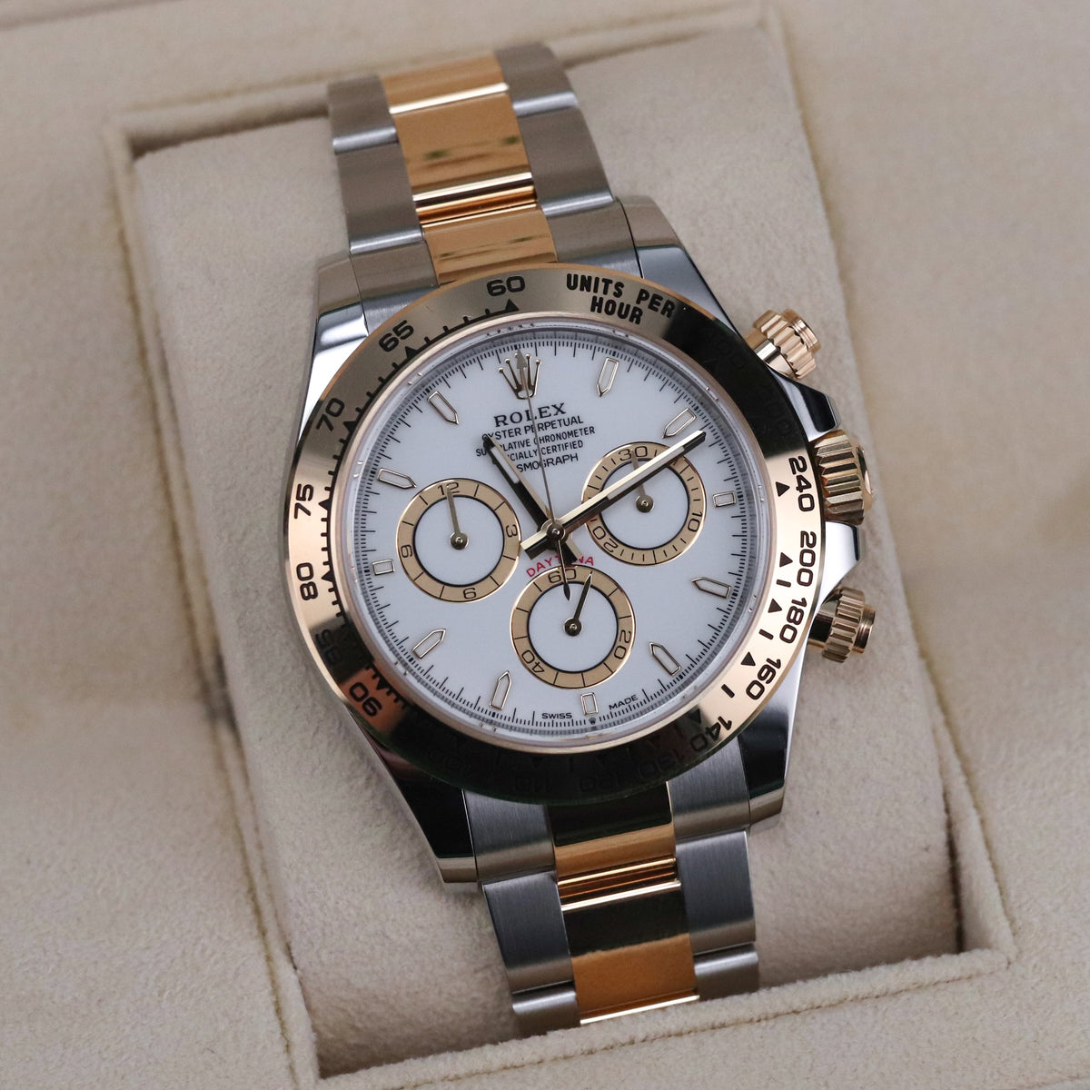 Rolex Cosmograph Daytona Two Tone White Dial 40mm Yellow Gold Oyster 126503