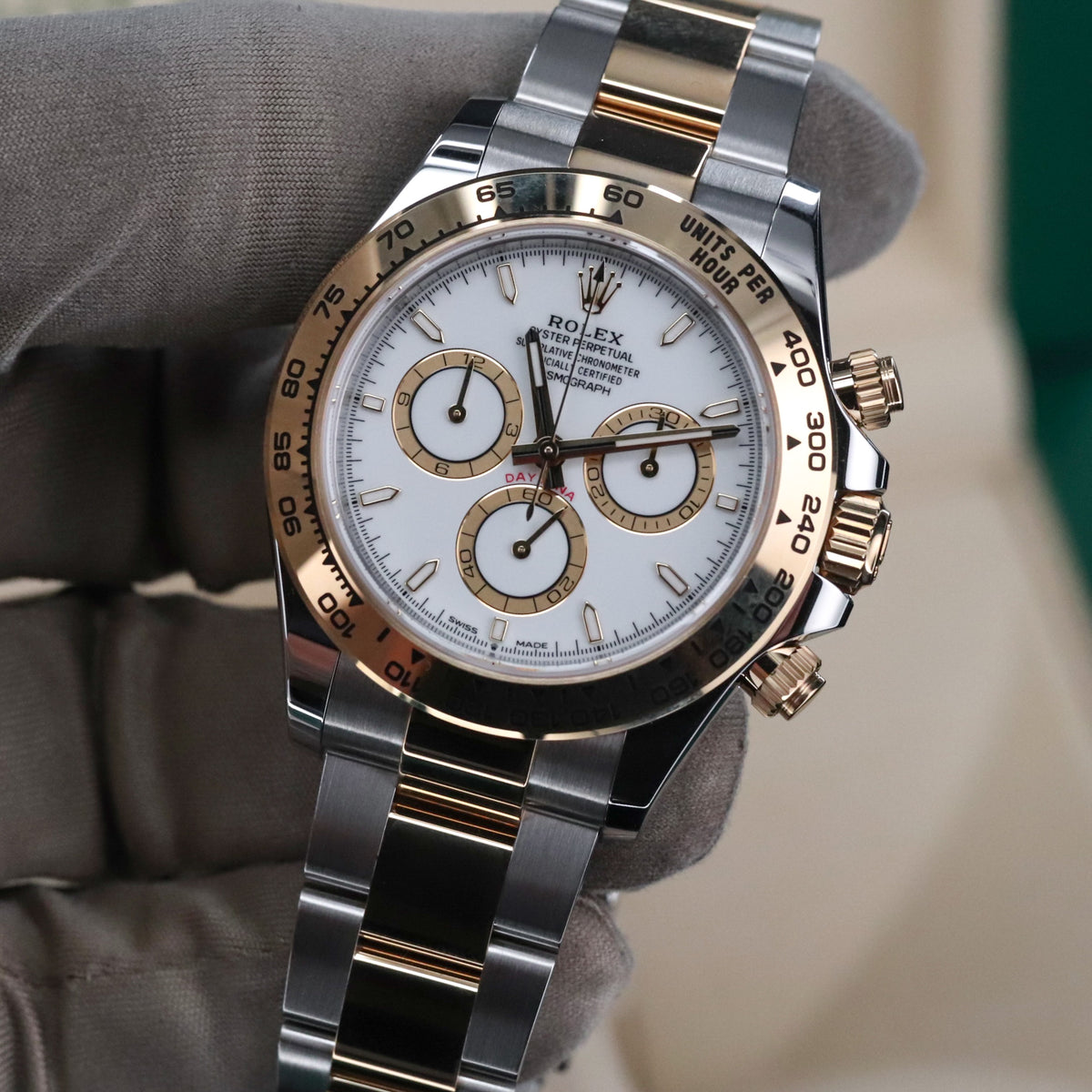 Rolex Cosmograph Daytona Two Tone White Dial 40mm Yellow Gold Oyster 126503