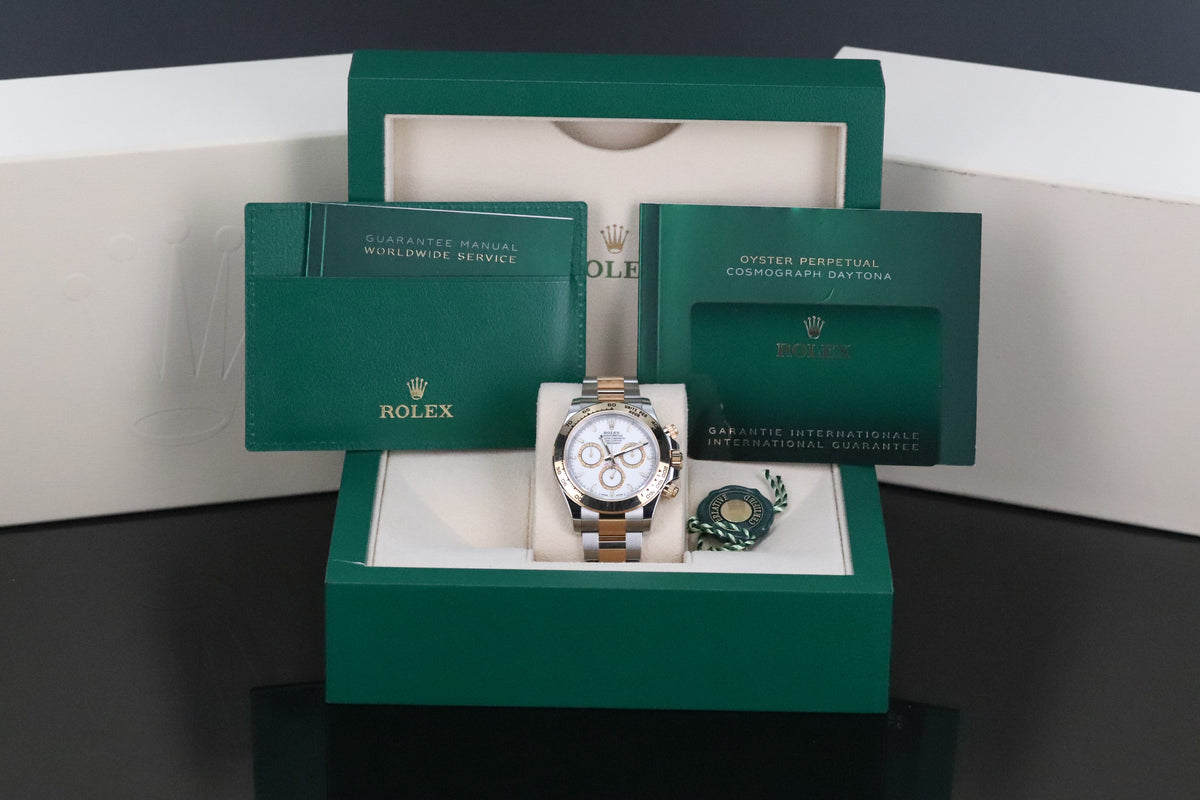 Rolex Cosmograph Daytona Two Tone White Dial 40mm Yellow Gold Oyster 126503