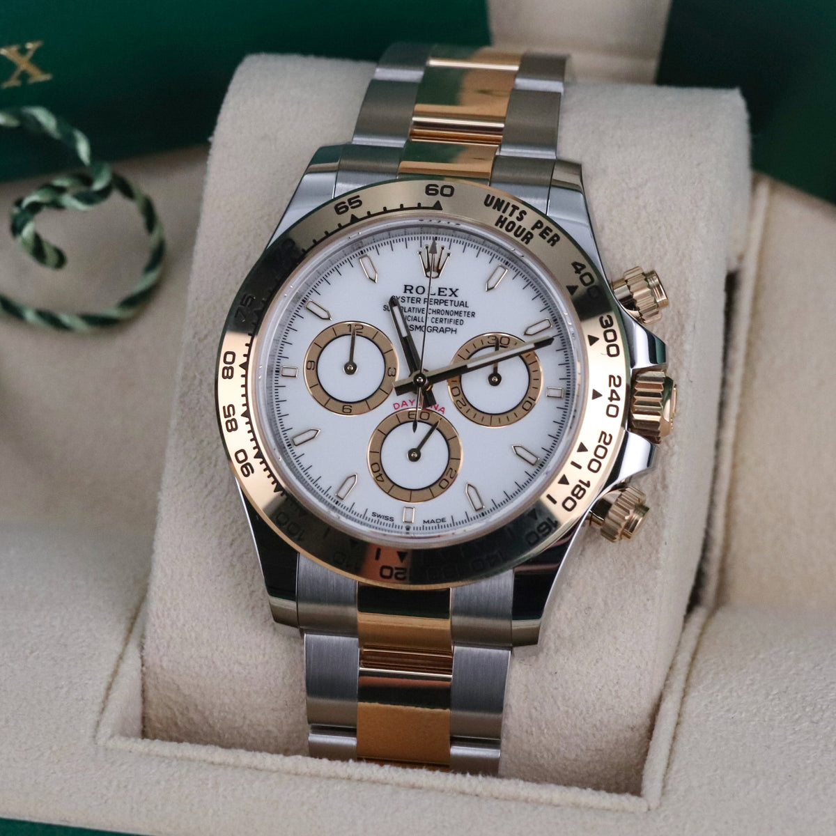 Rolex Cosmograph Daytona Two Tone White Dial 40mm Yellow Gold Oyster 126503