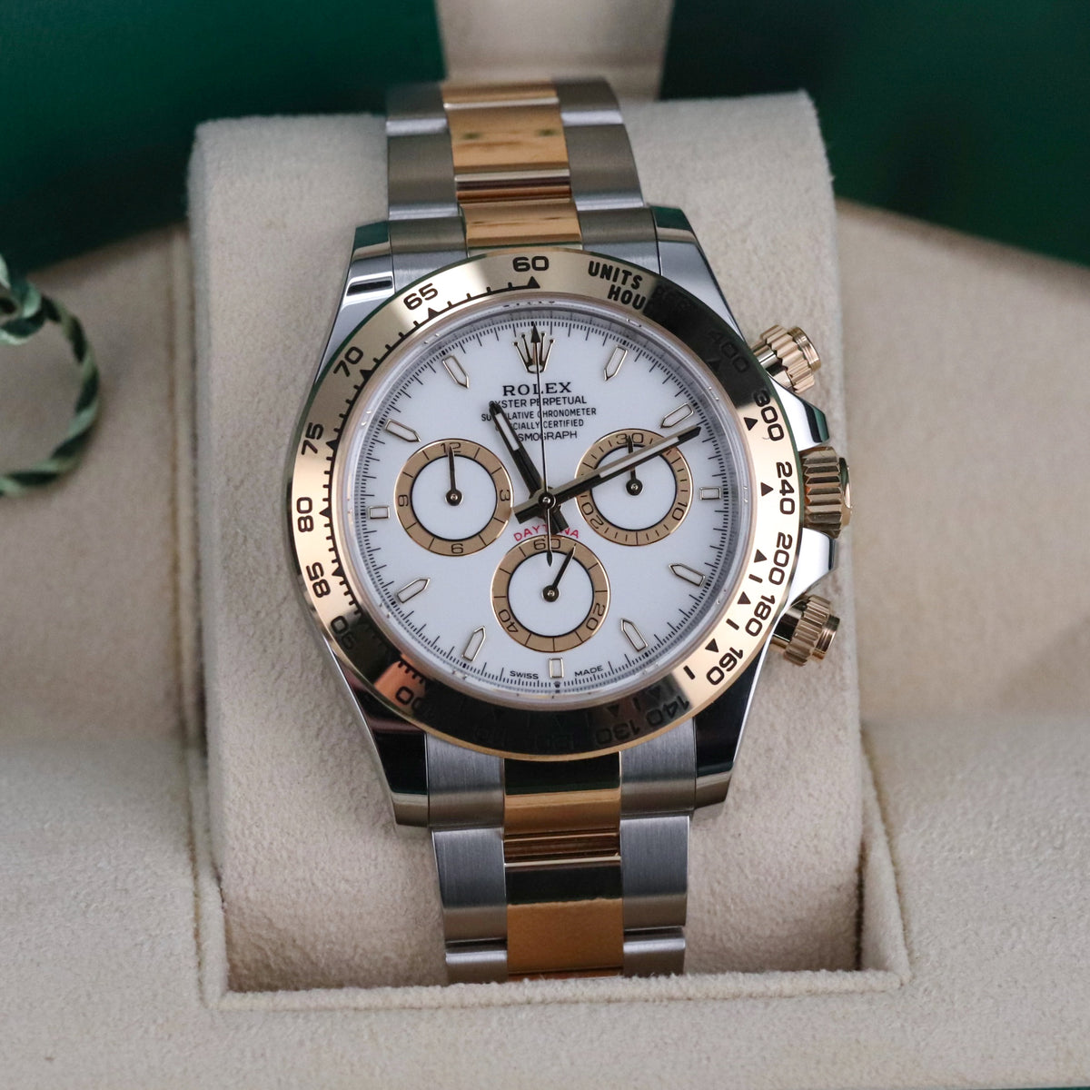 Rolex Cosmograph Daytona Two Tone White Dial 40mm Yellow Gold Oyster 126503