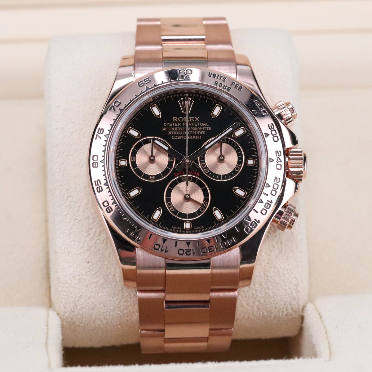 Rolex Cosmograph Daytona 40mm Rose Gold Black Dial 126505 Automatic Complete Set Mint