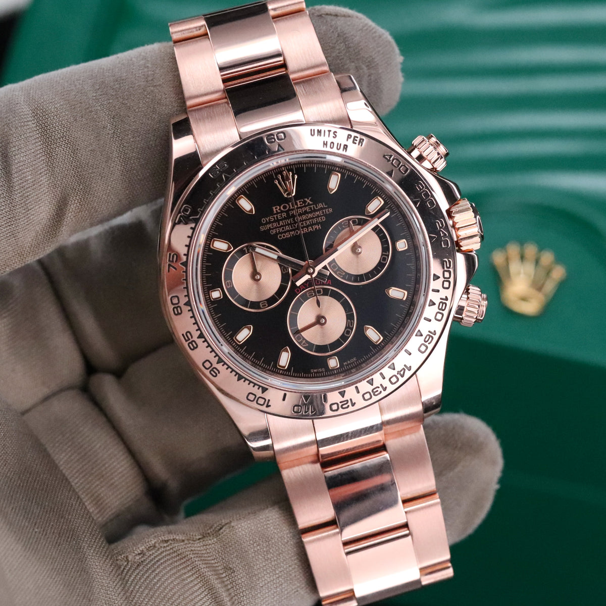 Rolex Cosmograph Daytona 40mm Rose Gold Black Dial 126505 Automatic Complete Set Mint