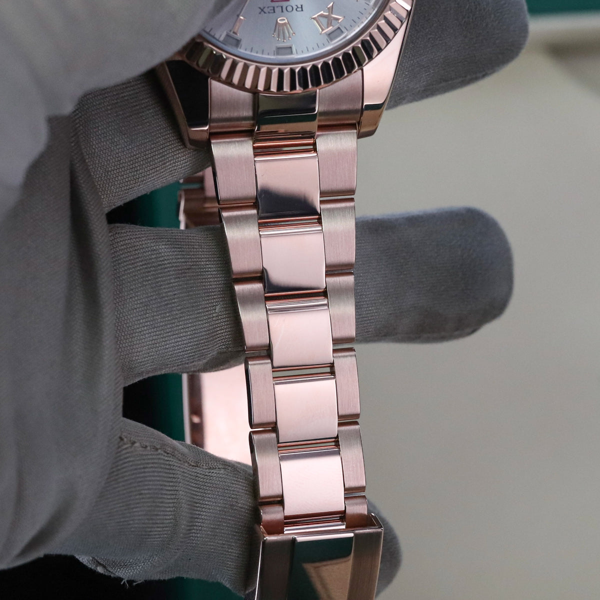 Rolex Sky-Dweller 42mm Sundust Rose Gold Roman Dial Fluted Gold Bezel 326935