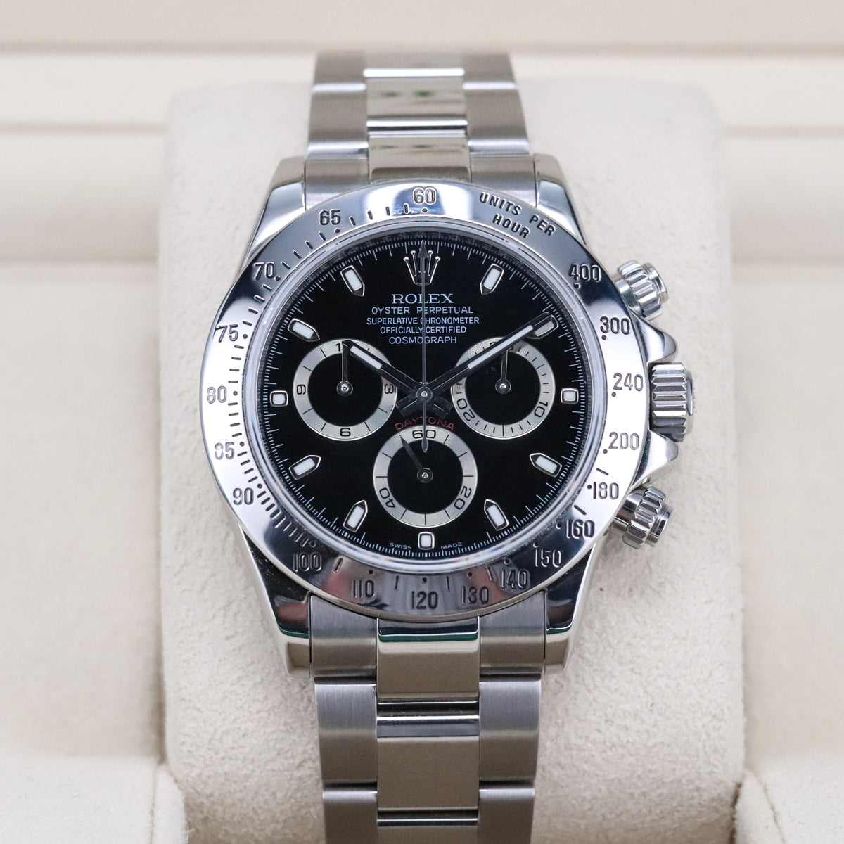 Rolex Cosmograph Daytona 40mm Black Dial Steel Bezel Automatic 116520