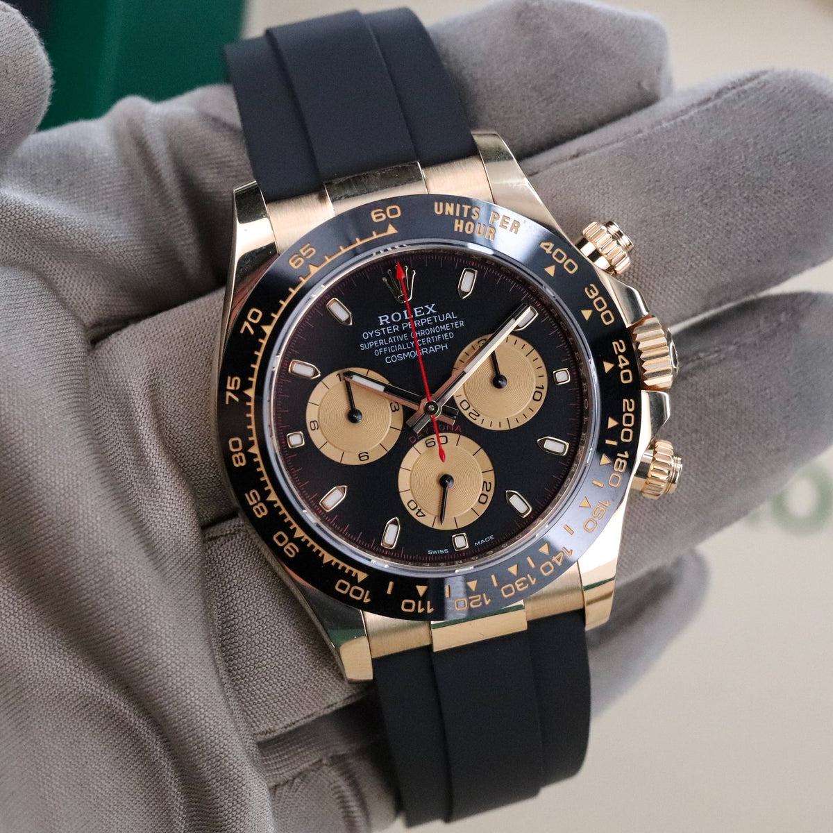 Rolex Daytona 40mm Paul Newman 18k Yellow Gold Black Dial Ceramic Red 116518