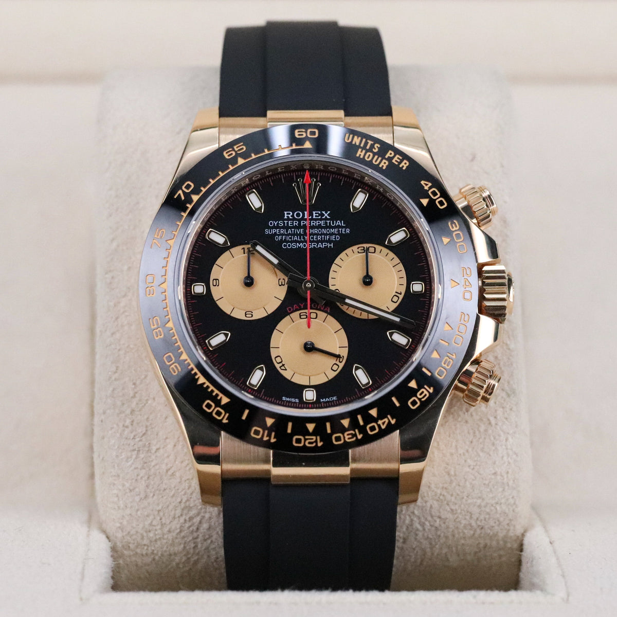 Rolex Daytona 40mm Paul Newman 18k Yellow Gold Black Dial Ceramic Red 116518