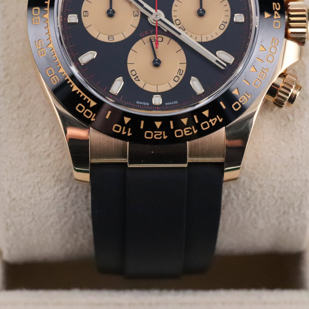 Rolex Daytona 40mm Paul Newman 18k Yellow Gold Black Dial Ceramic Red 116518