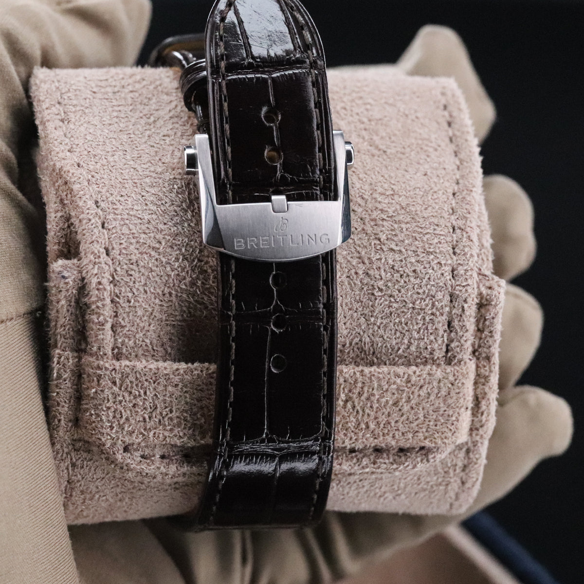 Breitling Premier B52 Datora 42mm Salmon Moonphase Chronograph Steel Leather AB2510