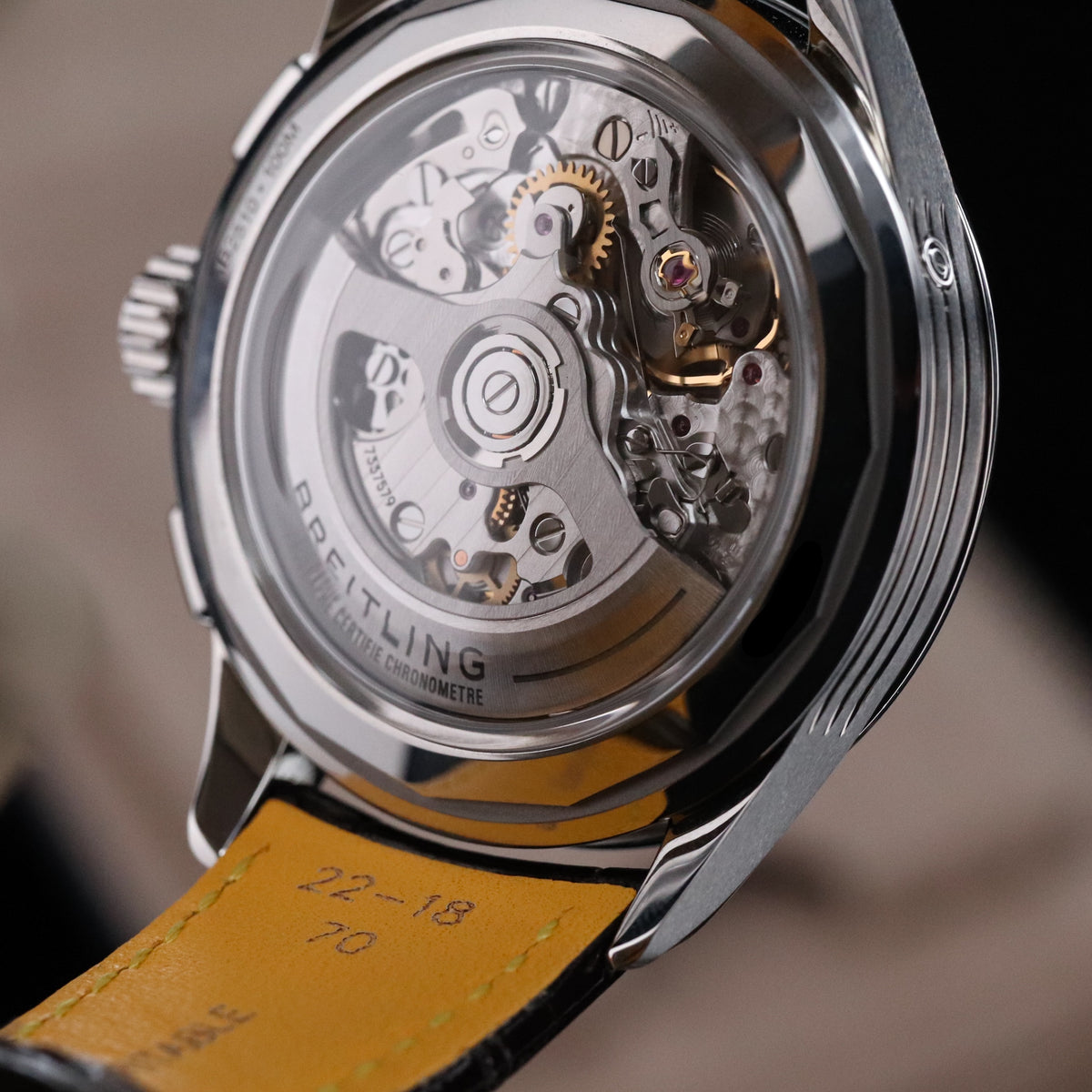 Breitling Premier B52 Datora 42mm Salmon Moonphase Chronograph Steel Leather AB2510