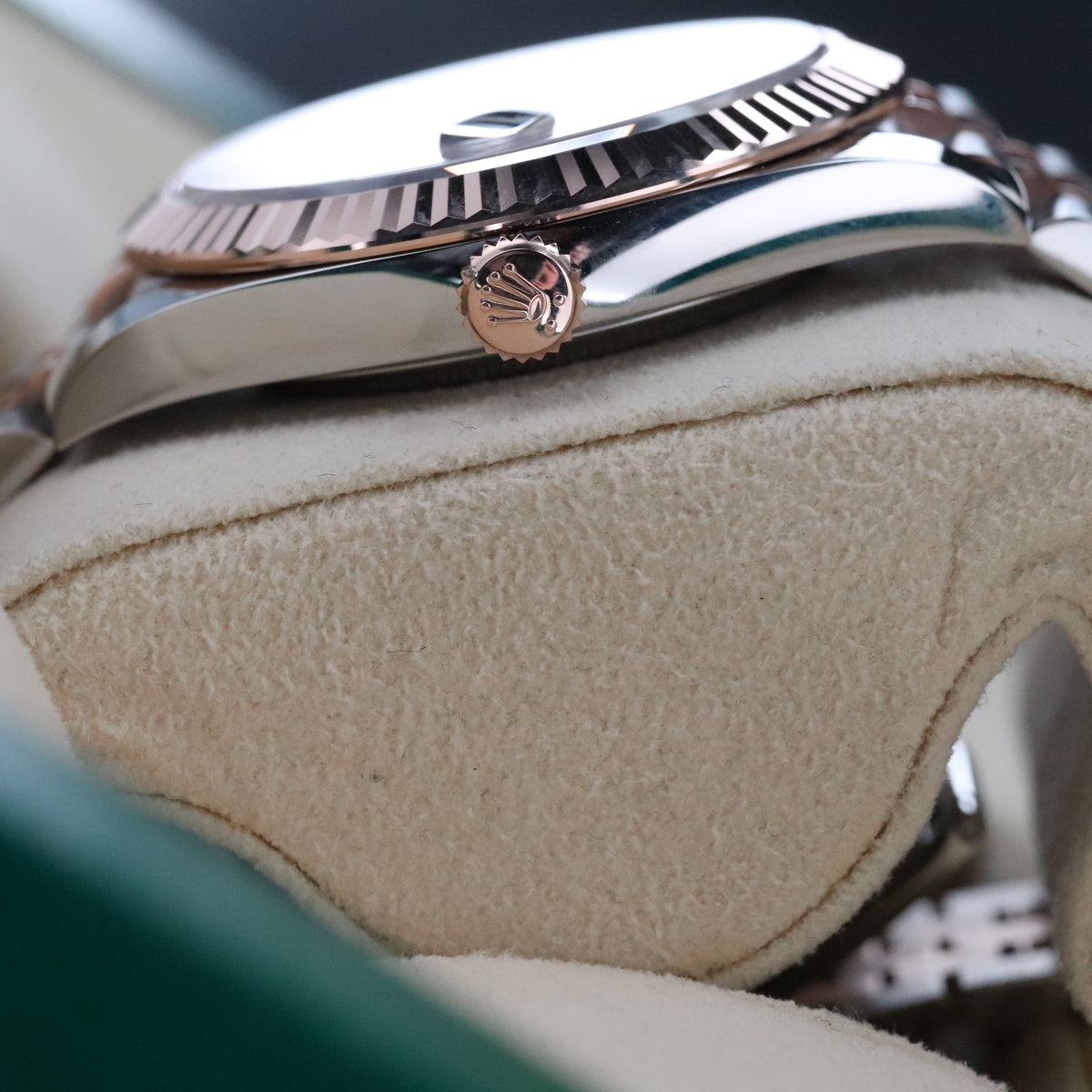 Rolex Datejust 41 Chocolate Diamond Brown Dial Fluted Jubilee Two Tone Rose Gold 126331