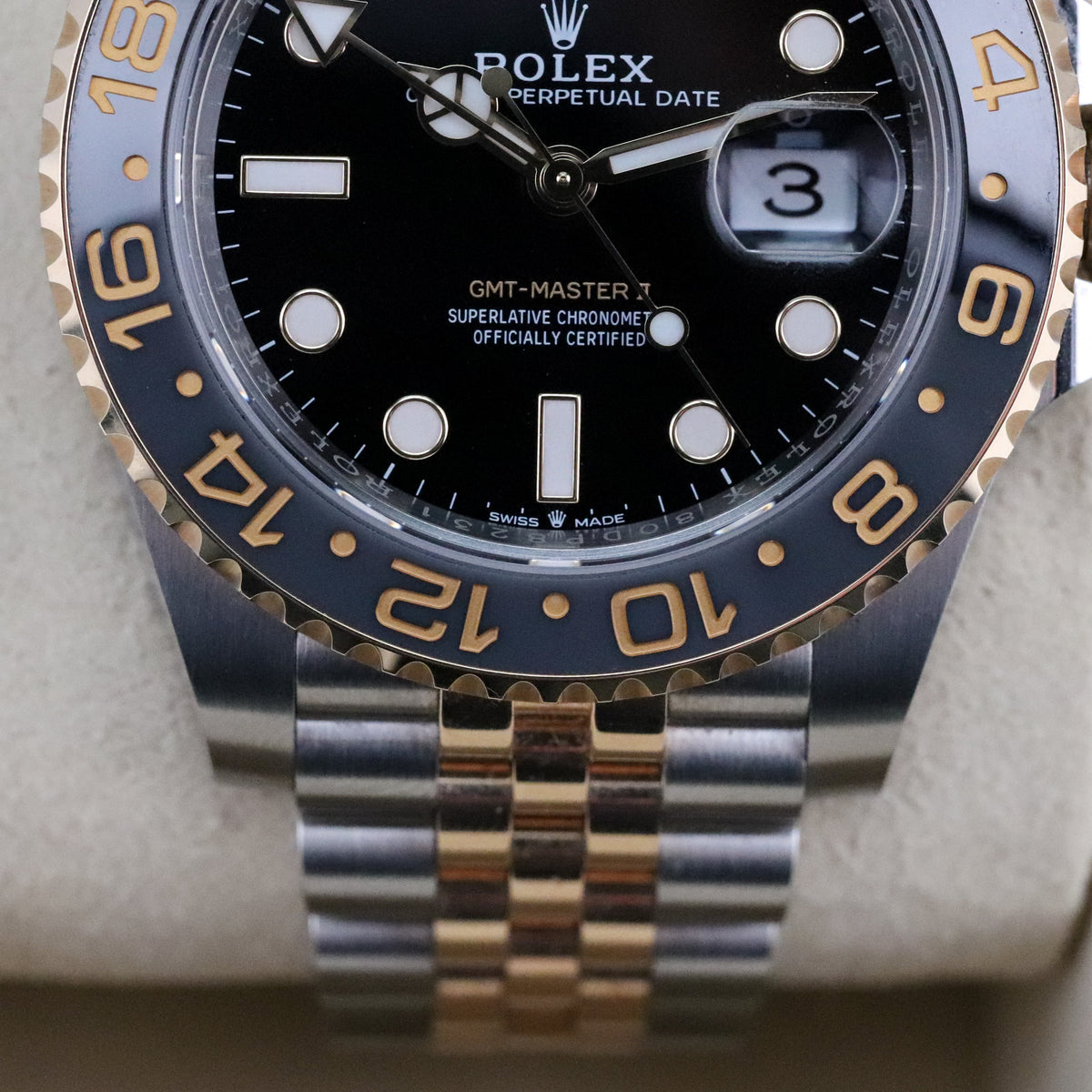 Rolex GMT-Master II Bumblebee Zombie Two Tone Ceramic Bezel Black Gray 40mm Steel Gold 126713 GRNR