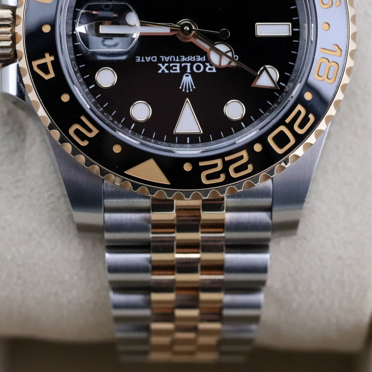 Rolex GMT-Master II Bumblebee Zombie Two Tone Ceramic Bezel Black Gray 40mm Steel Gold 126713 GRNR