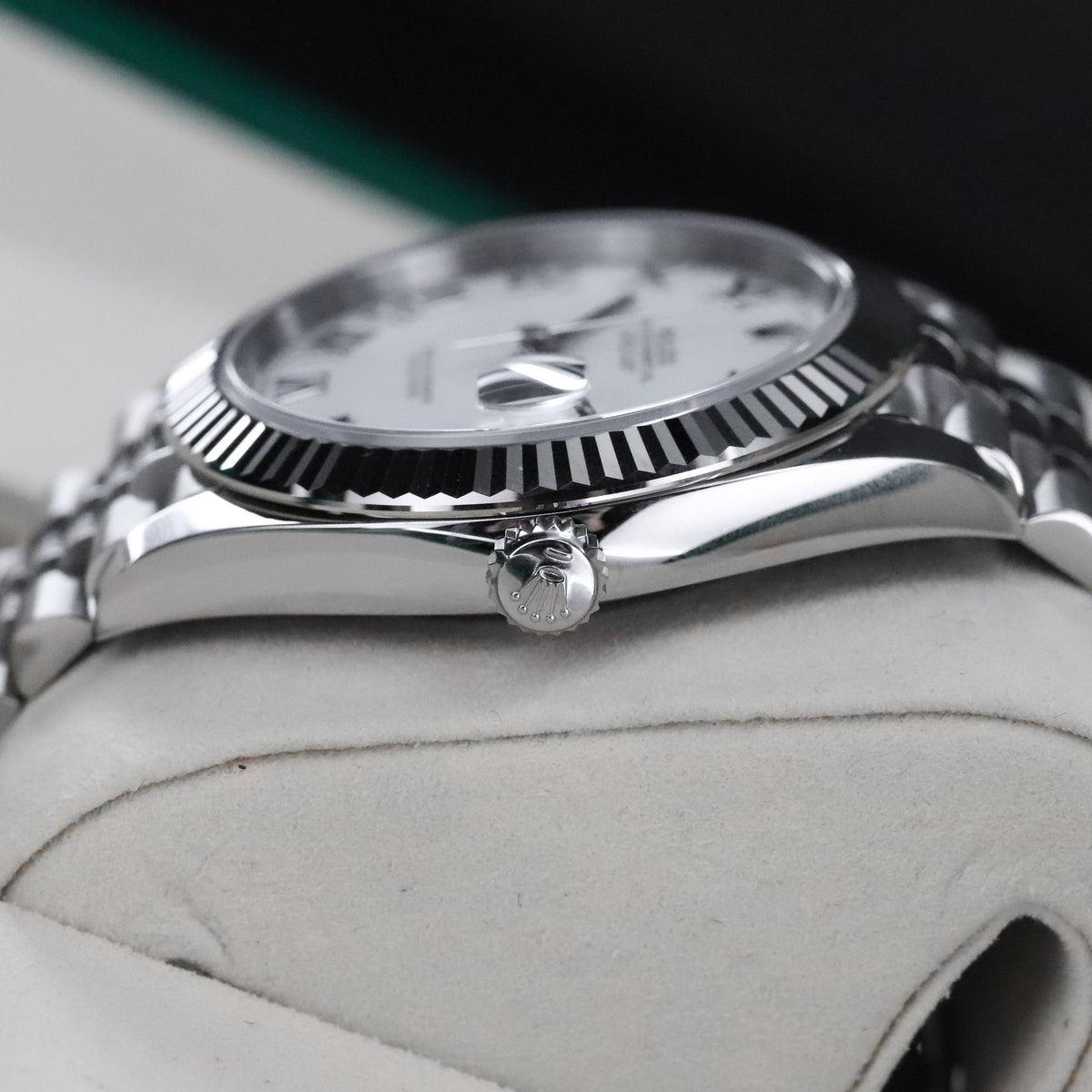 Rolex Datejust 41 41mm  White Roman Dial Jubilee Bracelet Fluted White Gold Bezel 126334