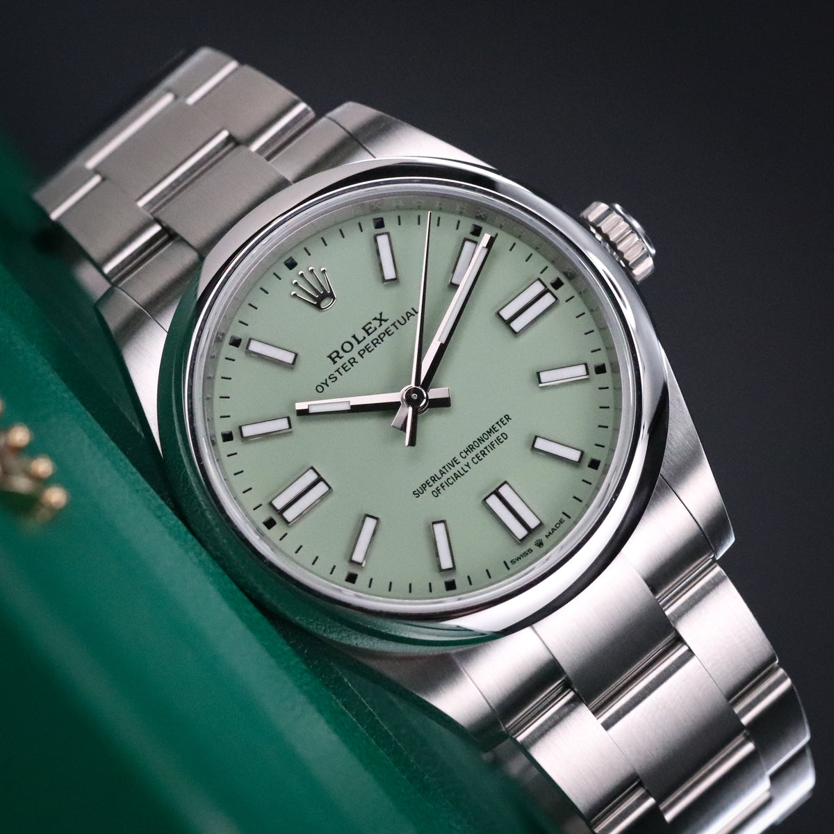 Rolex Oyster Perpetual 41mm Pistachio Green Dial Stainless Brushed Steel OP41 134300 - 2025 New Release