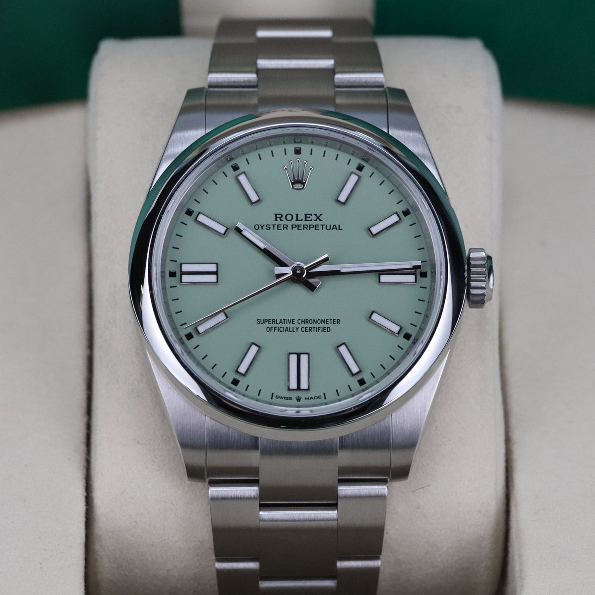 Rolex Oyster Perpetual 41mm Pistachio Green Dial Stainless Brushed Steel OP41 134300 - 2025 New Release