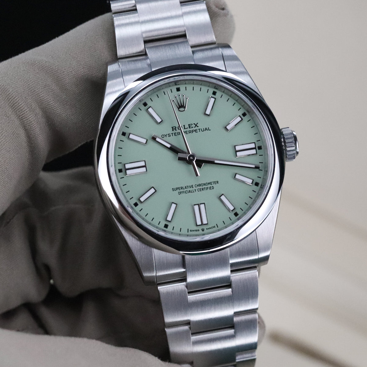 Rolex Oyster Perpetual 41mm Pistachio Green Dial Stainless Brushed Steel OP41 134300 - 2025 New Release