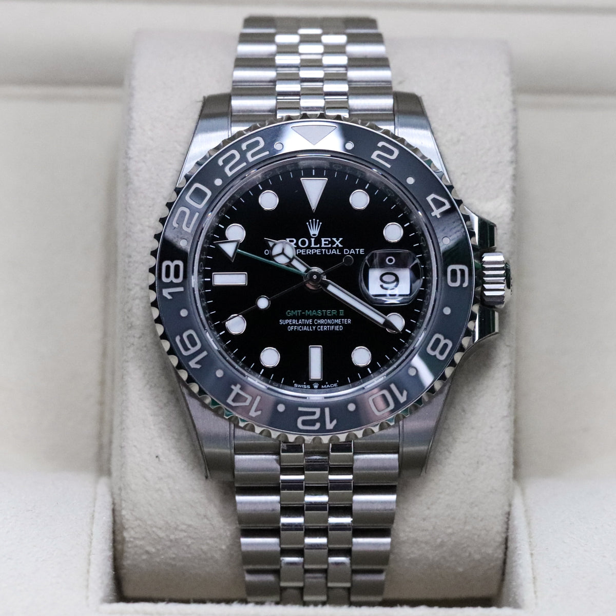 Rolex GMT Master II Bruce Wayne 40mm Black Grey Ceramic Bezel Green Arrow Jubilee 126710GRNR