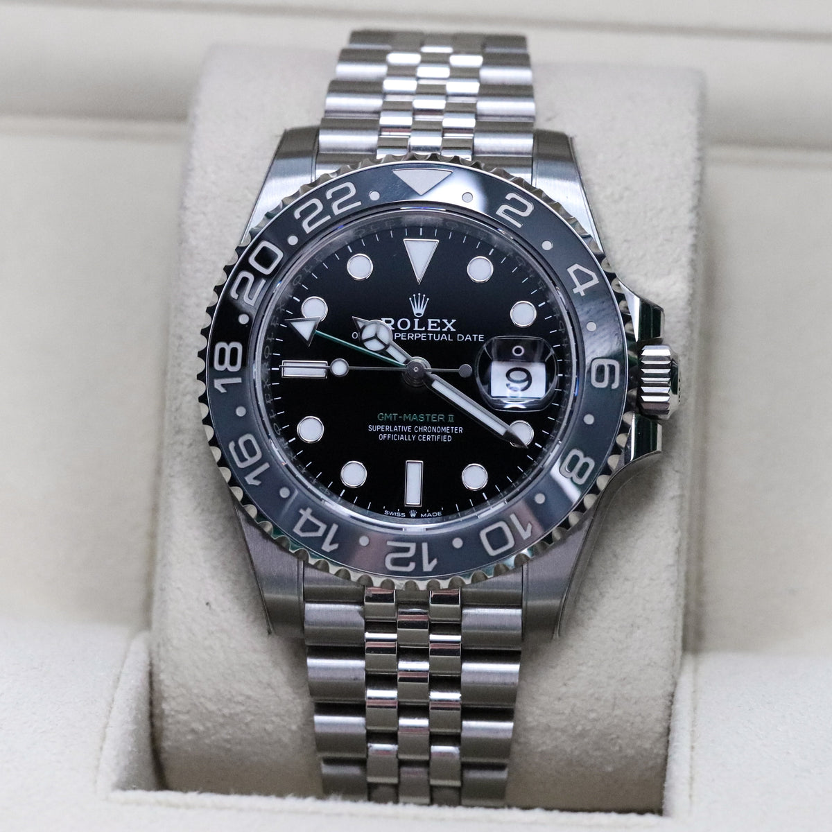 Rolex GMT Master II Bruce Wayne 40mm Black Grey Ceramic Bezel Green Arrow Jubilee 126710GRNR