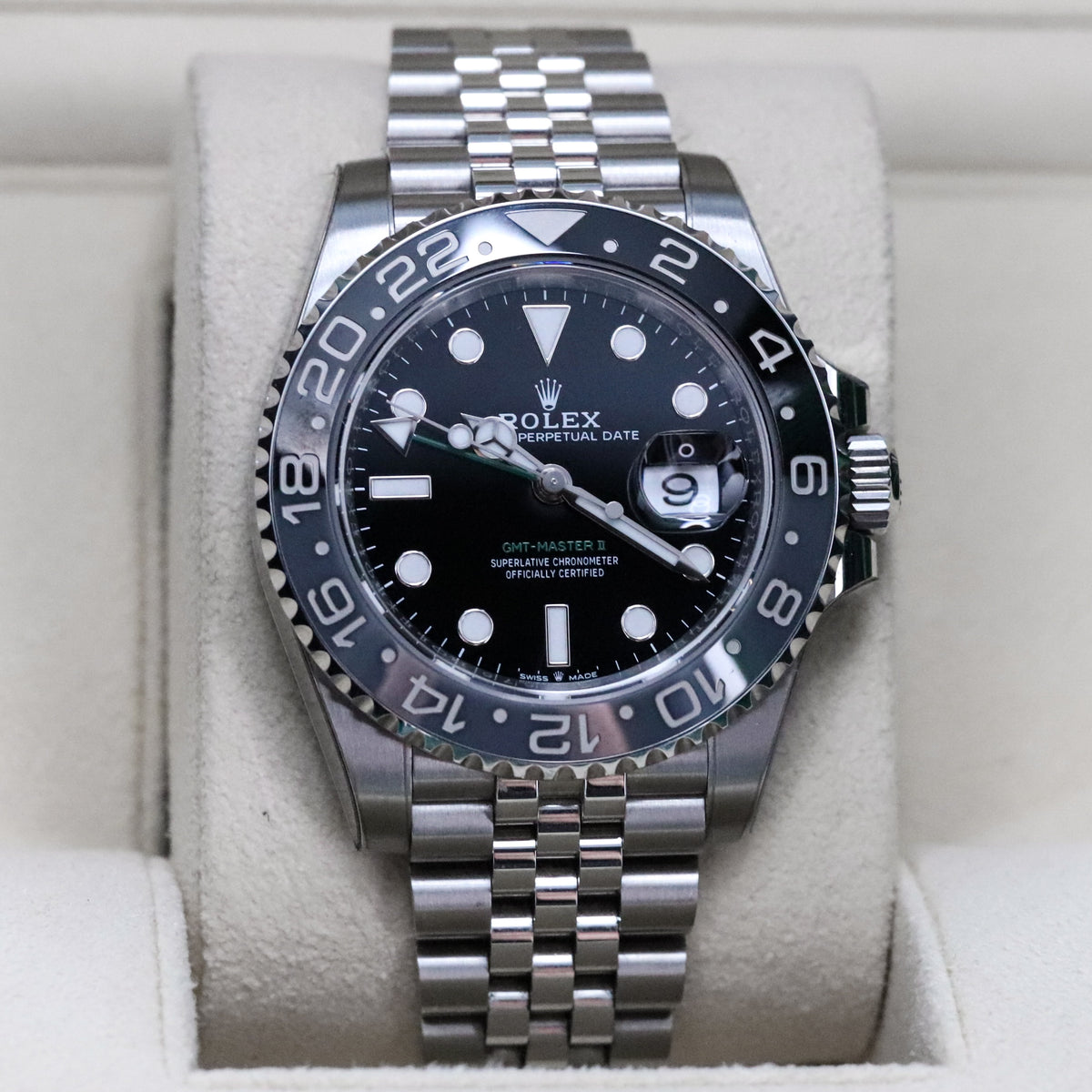 Rolex GMT Master II Bruce Wayne 40mm Black Grey Ceramic Bezel Green Arrow Jubilee 126710GRNR