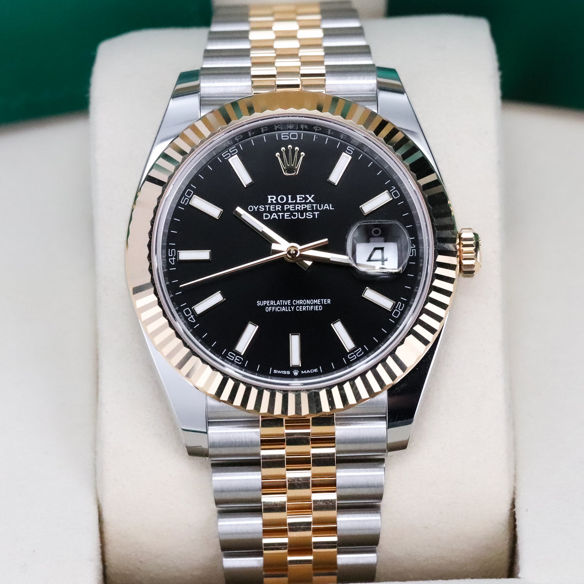 Rolex Datejust 41mmBlack Dial Fluted Jubilee Steel Two Tone Yellow Gold 126333