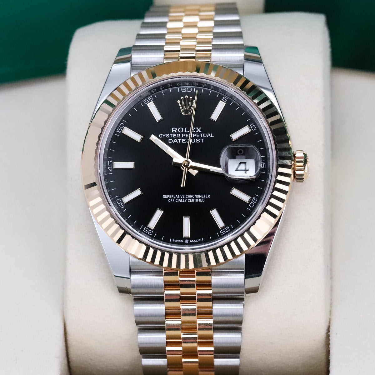 Rolex Datejust 41mmBlack Dial Fluted Jubilee Steel Two Tone Yellow Gold 126333