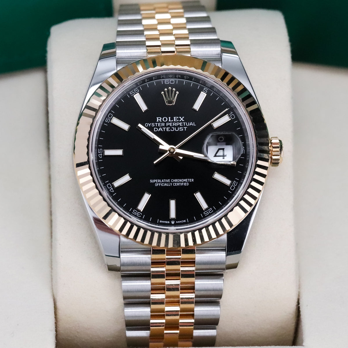 Rolex Datejust 41mmBlack Dial Fluted Jubilee Steel Two Tone Yellow Gold 126333