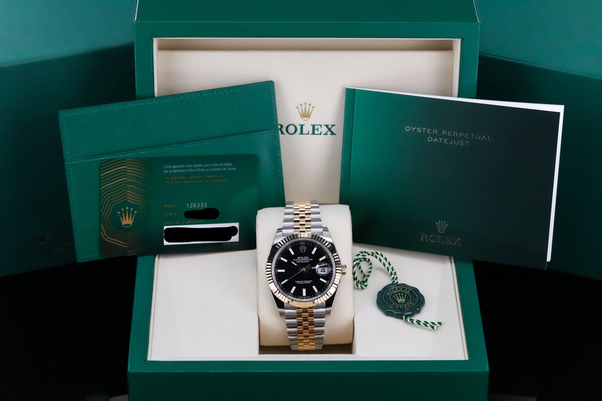 Rolex Datejust 41mmBlack Dial Fluted Jubilee Steel Two Tone Yellow Gold 126333