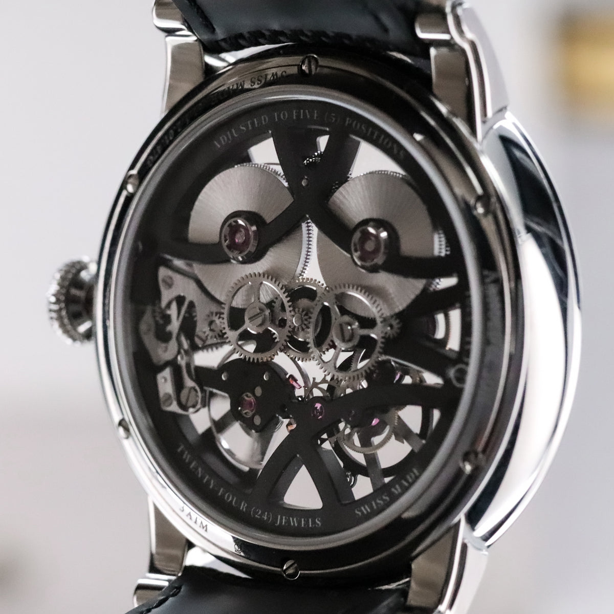 Arnold & Son Nebula 41.5mm Skeleton Openwork Steel Black Dial Sapphire Black Strap 1NEAS.B05A.K003S