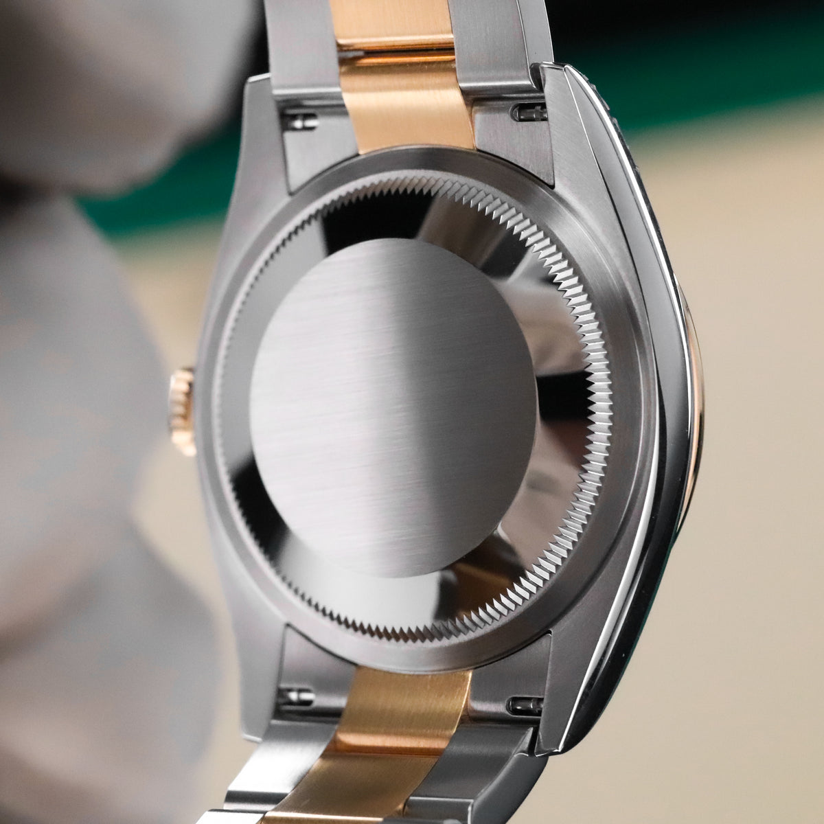 Rolex Datejust 36mm Diamond Green Dial Fluted Two Tone 18k Yellow Gold 126333