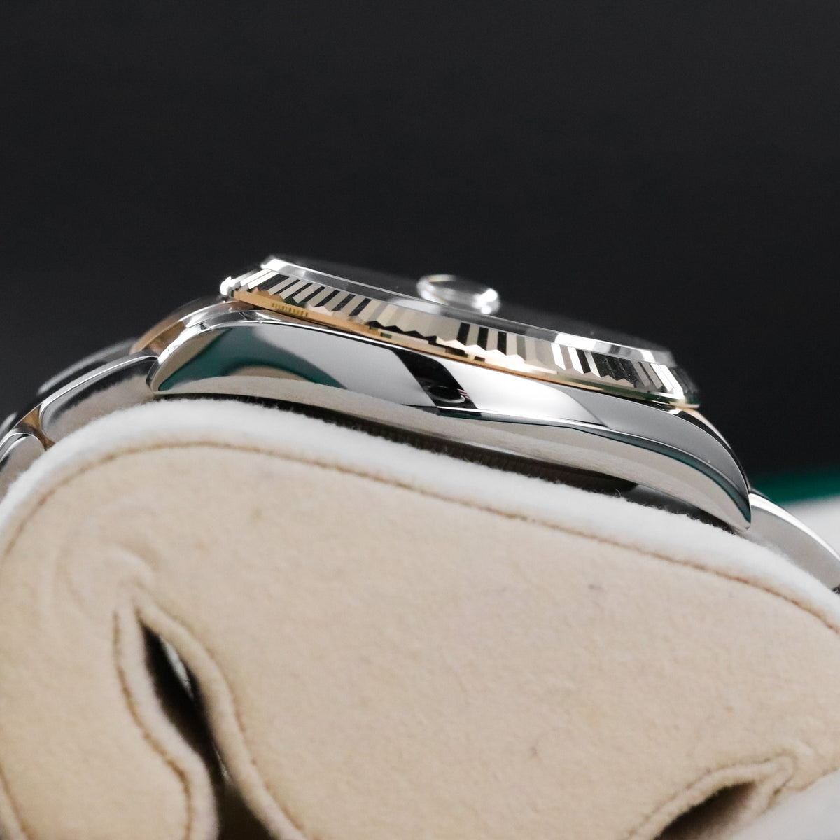 Rolex Datejust 36mm Diamond Green Dial Fluted Two Tone 18k Yellow Gold 126333