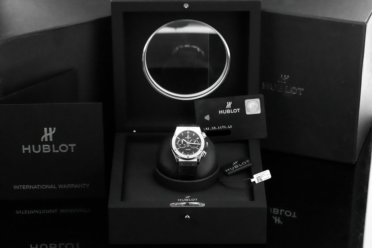 Hublot Classic Fusion Chronograph 42mm Black Dial Titanium Leather 541.NX.1171.LR
