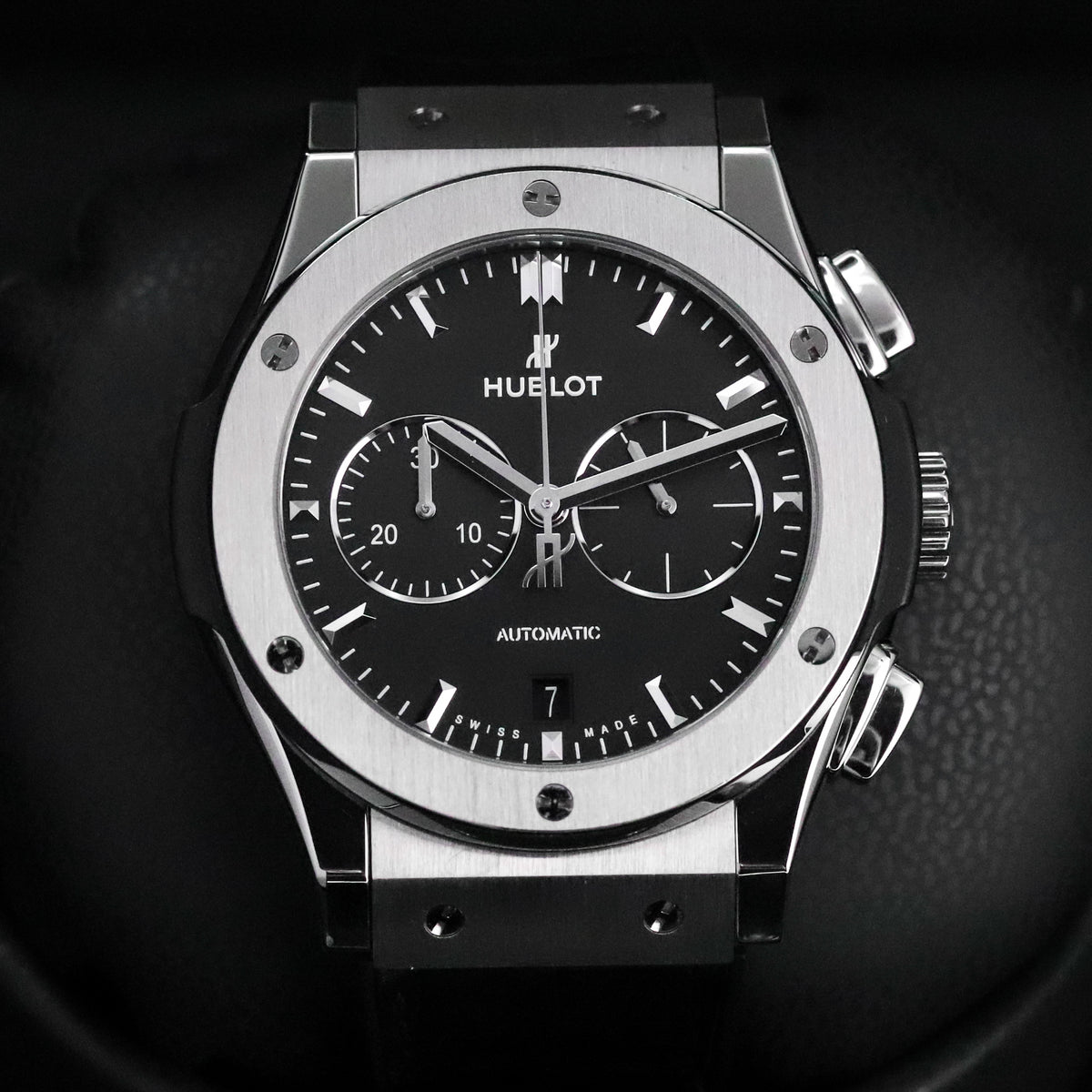 Hublot Classic Fusion Chronograph 42mm Black Dial Titanium Leather 541.NX.1171.LR