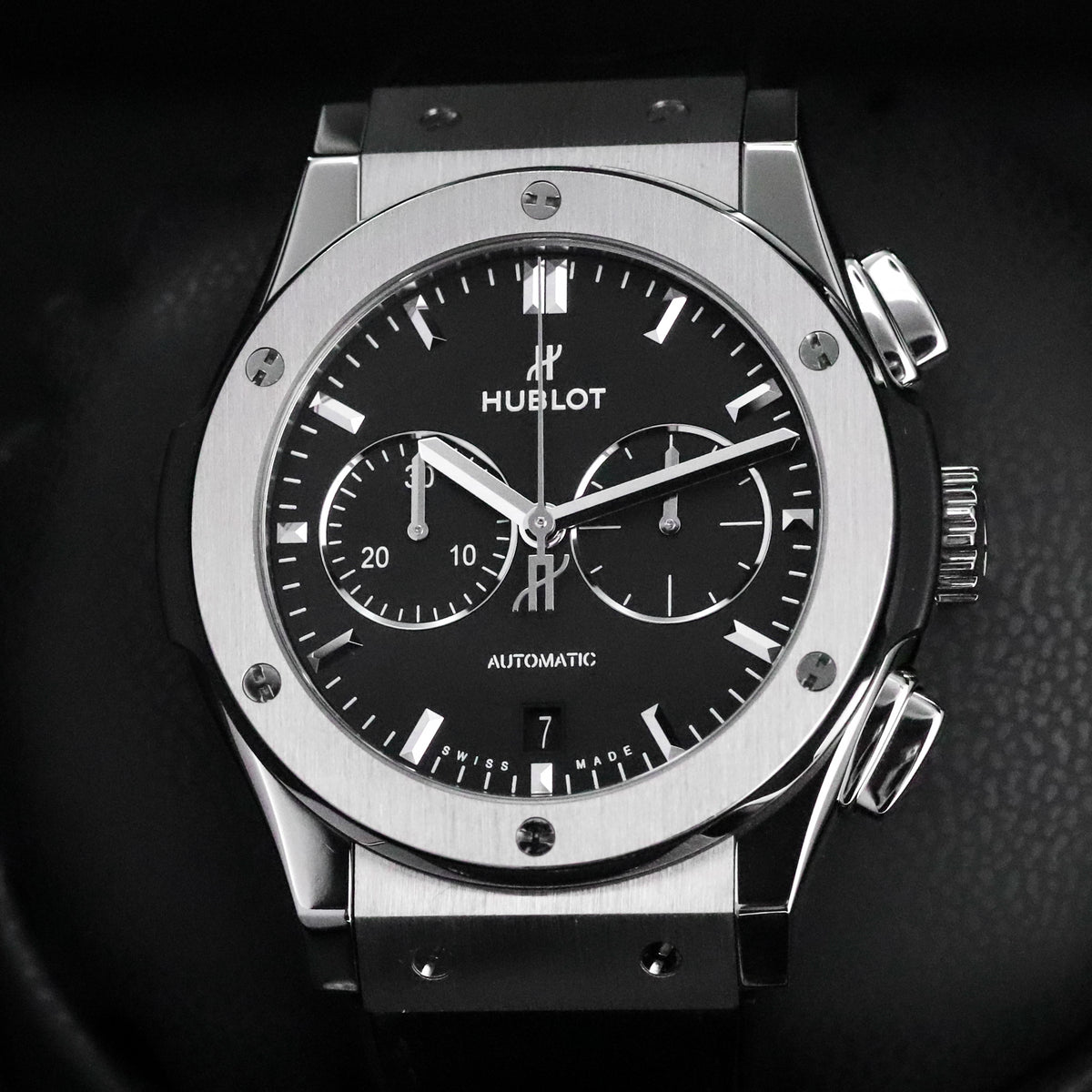 Hublot Classic Fusion Chronograph 42mm Black Dial Titanium Leather 541.NX.1171.LR