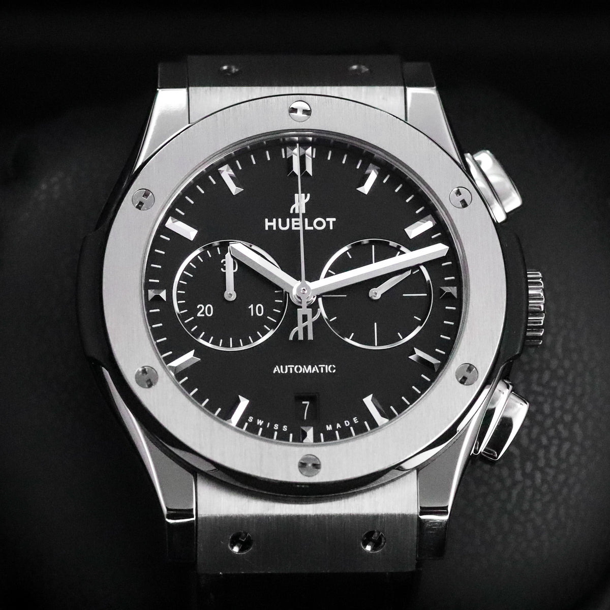 Hublot Classic Fusion Chronograph 42mm Black Dial Titanium Leather 541.NX.1171.LR