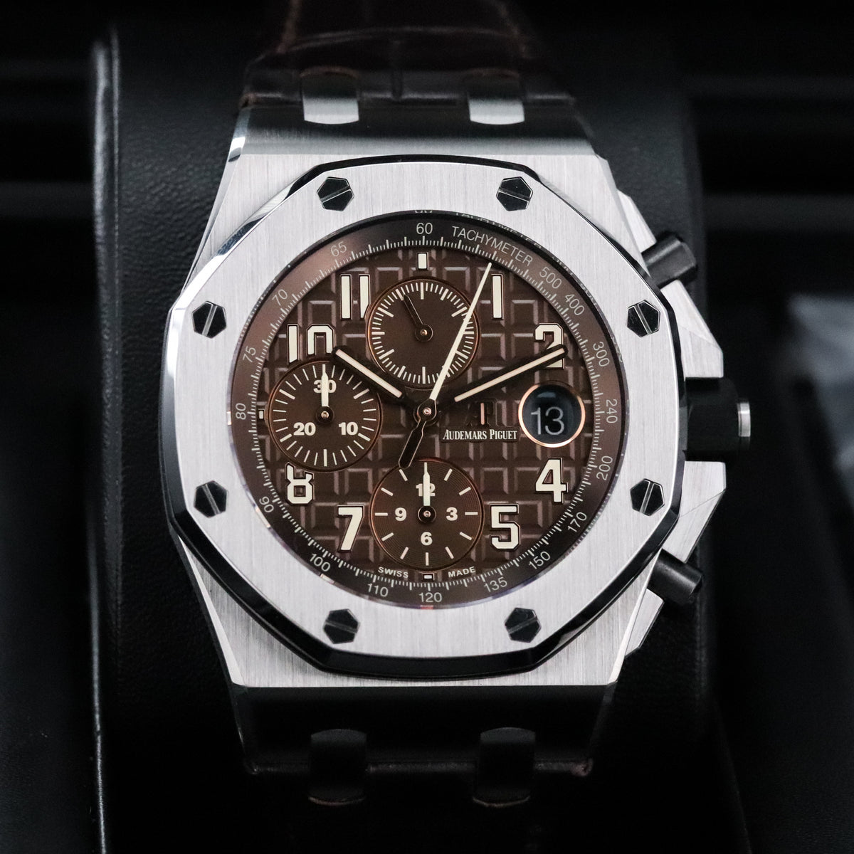 Audemars Piguet Royal Oak Offshore Chronograph 42mm Chrono Havana Brown Dial Steel Leather 26470ST.OO.A820CR.01