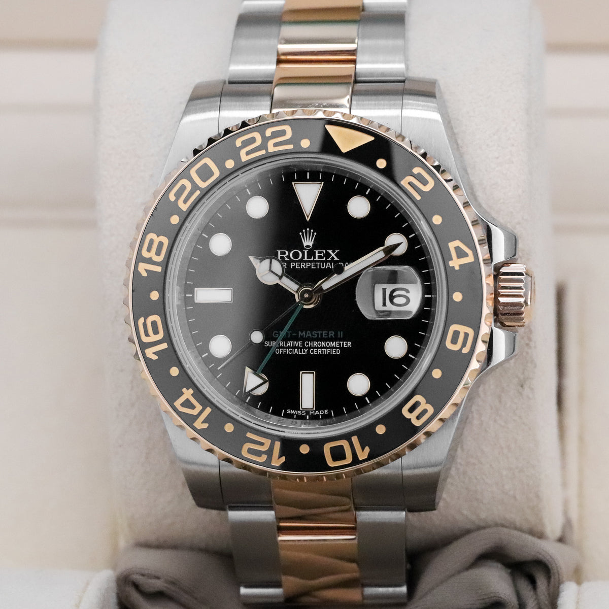 Rolex GMT-Master II 40mm Two Tone Yellow Gold Black Dial Green Arrow Oyster 116713LN - Discontinued Complete Set