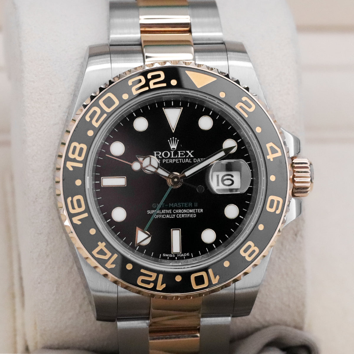 Rolex GMT-Master II 40mm Two Tone Yellow Gold Black Dial Green Arrow Oyster 116713LN - Discontinued Complete Set