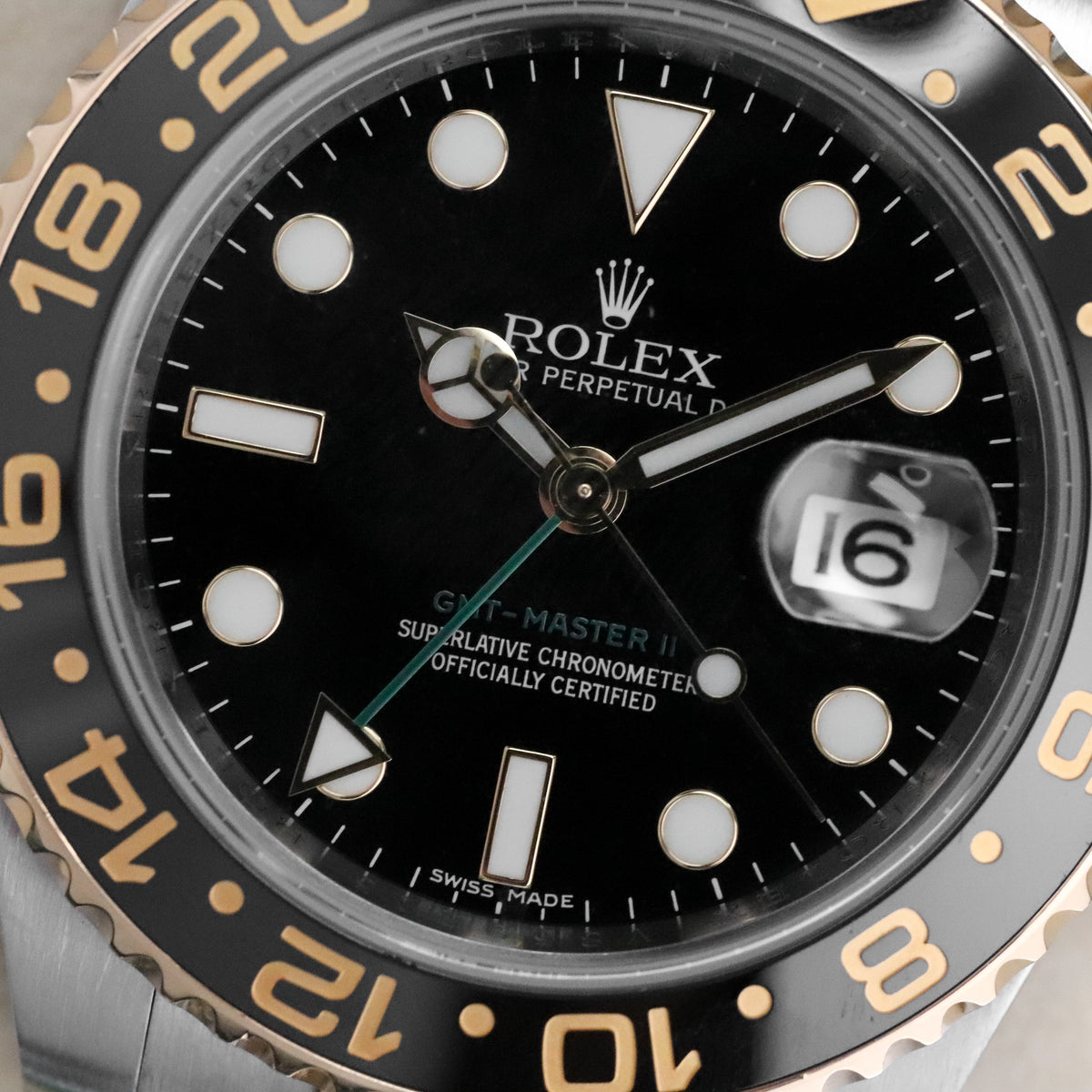 Rolex GMT-Master II 40mm Two Tone Yellow Gold Black Dial Green Arrow Oyster 116713LN - Discontinued Complete Set