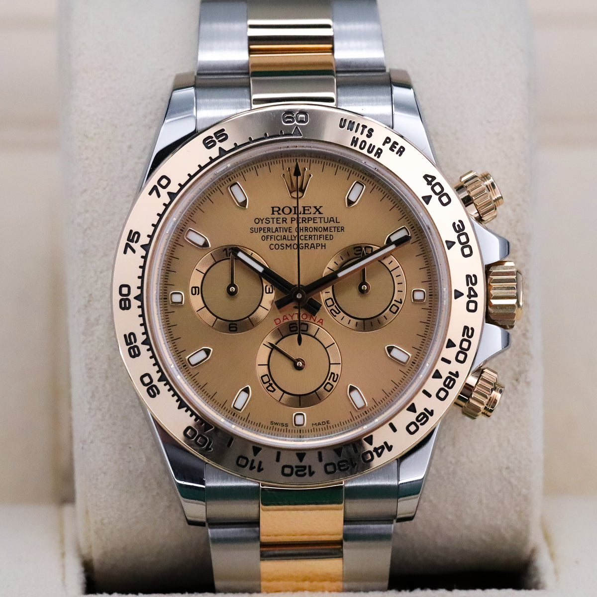 Rolex Daytona Chrono 40mm Champagne Dial Oyster Two Tone 18k Yellow Gold 116503